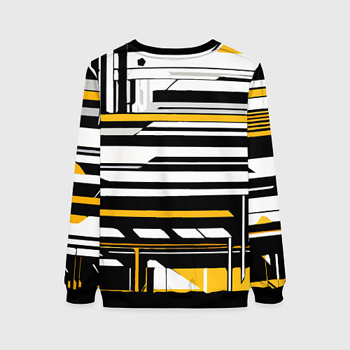 Женский свитшот Жёлто-белые технологические линии на чёрном фоне / 3D-Черный – фото 2
