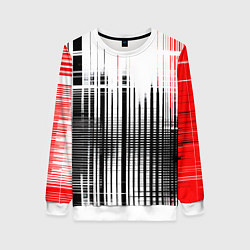 Свитшот женский Красно-чёрный гранж на белом фоне, цвет: 3D-белый