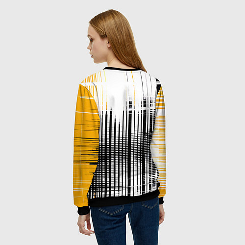 Женский свитшот Жёлто-чёрный гранж на белом фоне / 3D-Черный – фото 4