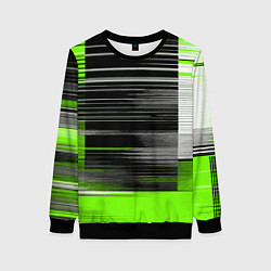 Женский свитшот Белые вертикальные полосы на чёрно-зелёном фоне