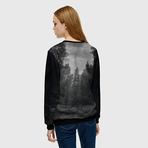 Женский свитшот Котик и НЛО / 3D-Черный – фото 4