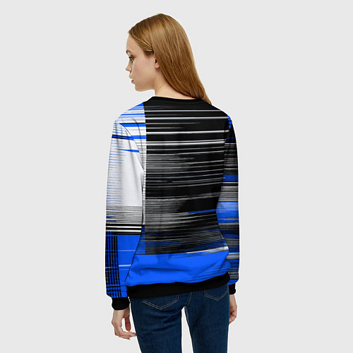 Женский свитшот Белые вертикальные полосы на чёрно-синем фоне / 3D-Черный – фото 4