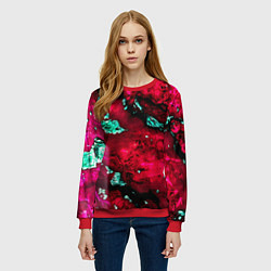 Свитшот женский Абстракция красно-голубая, цвет: 3D-красный — фото 2