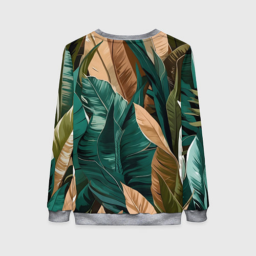 Женский свитшот Крупные листья в тропиках / 3D-Меланж – фото 2