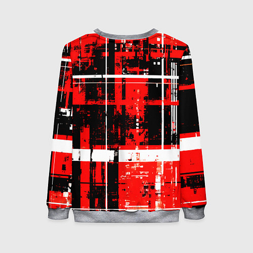 Женский свитшот Красно-белый гранж на чёрном фоне / 3D-Меланж – фото 2