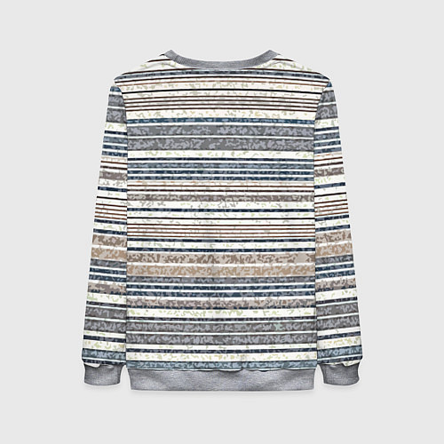 Женский свитшот Светлый бежевый с синим текстурированные полосы / 3D-Меланж – фото 2