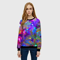 Свитшот женский Новогоднее свечение гирлянд, цвет: 3D-черный — фото 2