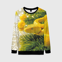 Женский свитшот Змея новогодняя лимонного цвета