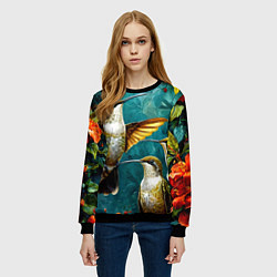 Свитшот женский Три птички колибри, цвет: 3D-черный — фото 2