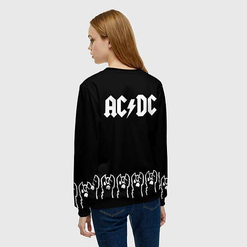 Женский свитшот AC DC: cat rock / 3D-Черный – фото 4