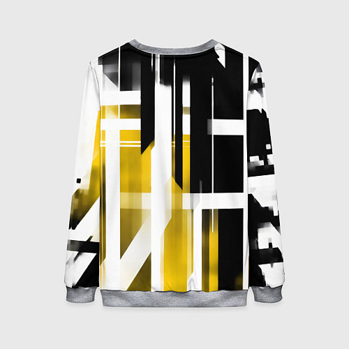 Женский свитшот Чёрно-жёлтые вертикальные и горизонтальные полосы / 3D-Меланж – фото 2