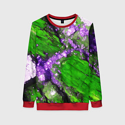 Свитшот женский Фиолетовый минерал в зелёном камне, цвет: 3D-красный