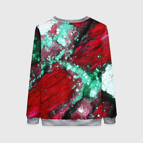 Женский свитшот Голубой минерал в красном камне / 3D-Меланж – фото 2