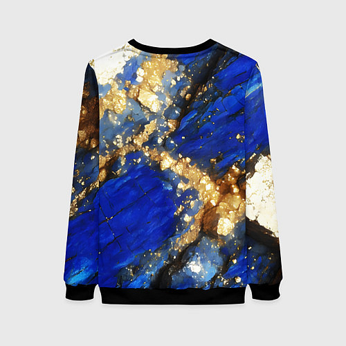Женский свитшот Золотой минерал в синем камне / 3D-Черный – фото 2