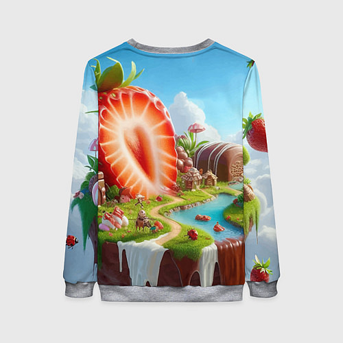 Женский свитшот Клубничная планета - нейроарт фантазия / 3D-Меланж – фото 2