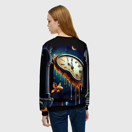 Женский свитшот Течение времени - сюрреализм / 3D-Черный – фото 4