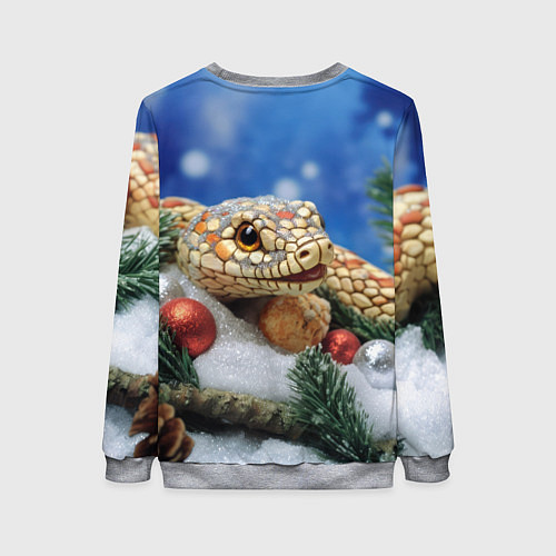 Женский свитшот Змея и ветки елки / 3D-Меланж – фото 2