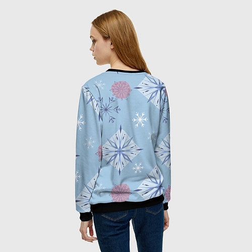 Женский свитшот Снежинки Эльзы / 3D-Черный – фото 4