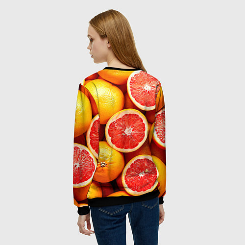 Женский свитшот Грейпфруты / 3D-Черный – фото 4