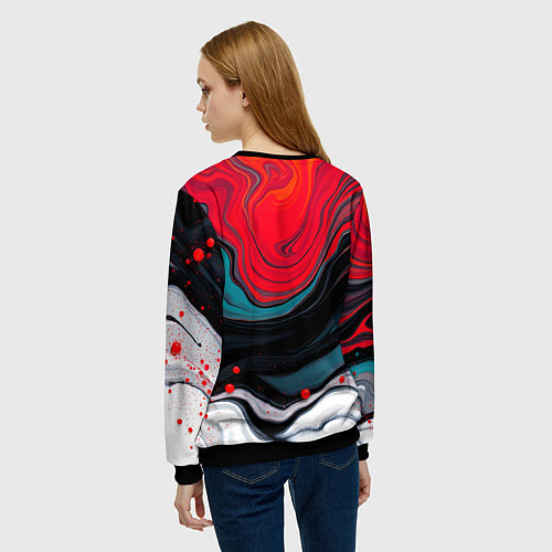 Женский свитшот Абстракция эбру / 3D-Черный – фото 4