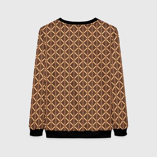 Женский свитшот Светлый коричневый полосы-ромбы / 3D-Черный – фото 2