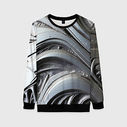 Свитшот женский Полированный серебряный металл, цвет: 3D-черный
