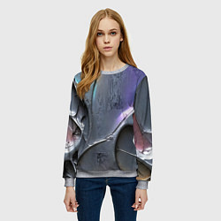 Свитшот женский Полированный серебряный металл, цвет: 3D-меланж — фото 2