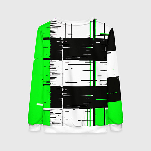 Женский свитшот Зелёные и чёрные полосы на белом фоне / 3D-Белый – фото 2
