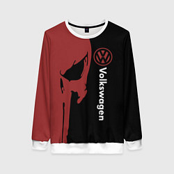 Свитшот женский Volkswagen и череп, цвет: 3D-белый