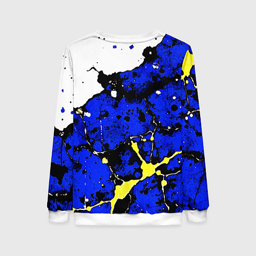 Женский свитшот Сине-жёлтая абстракция на белом фоне / 3D-Белый – фото 2