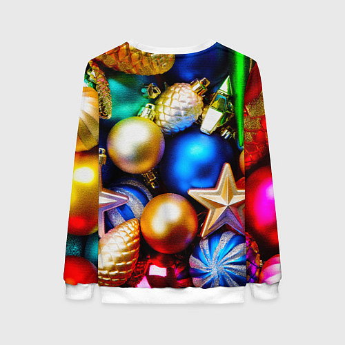 Женский свитшот Новогодние украшения / 3D-Белый – фото 2