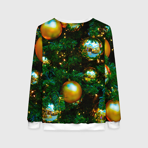 Женский свитшот Новогодние украшения на ветках / 3D-Белый – фото 2