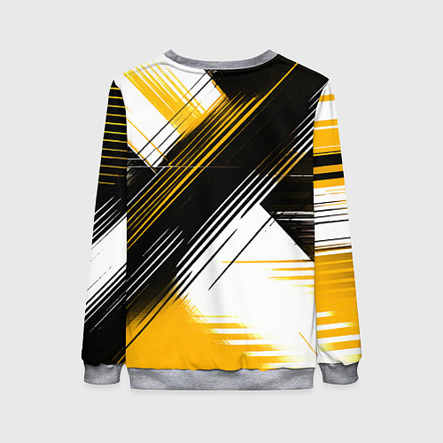 Женский свитшот Диагональные жёлто-чёрные линии на белом фоне / 3D-Меланж – фото 2