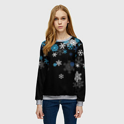 Свитшот женский Снежинки объемные, цвет: 3D-меланж — фото 2