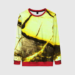 Женский свитшот Трещины на абстрактном жёлтом фоне