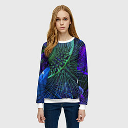 Свитшот женский Фрактальный узор шипы, цвет: 3D-белый — фото 2