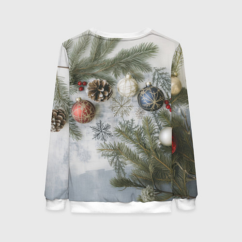 Женский свитшот Новогодние ветки / 3D-Белый – фото 2