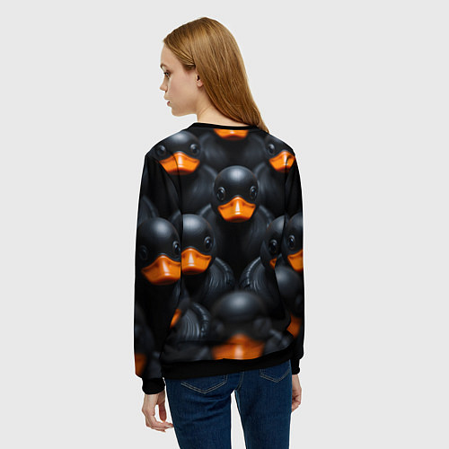 Женский свитшот Черные уточки / 3D-Черный – фото 4