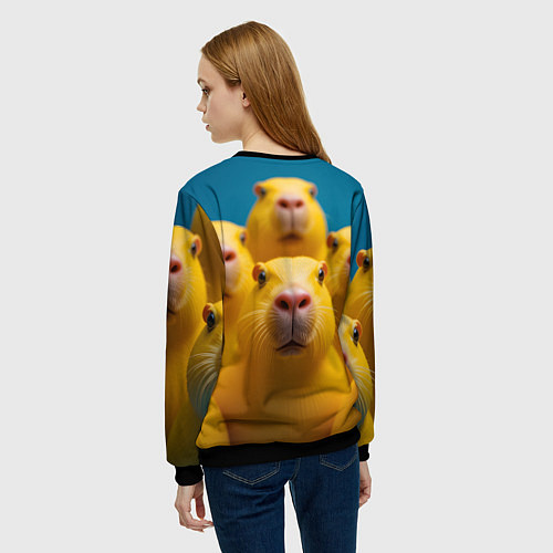 Женский свитшот Желтые капибары / 3D-Черный – фото 4