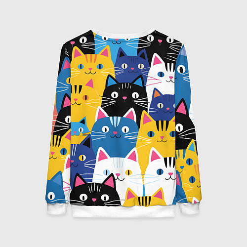 Женский свитшот Много цветных котиков / 3D-Белый – фото 2