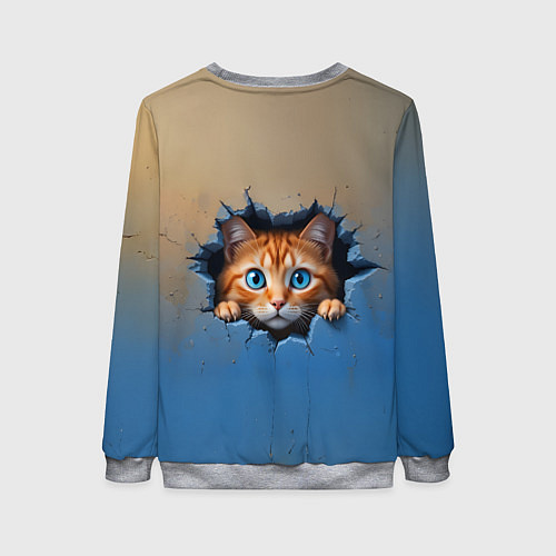 Женский свитшот Выглядывающий котенок / 3D-Меланж – фото 2