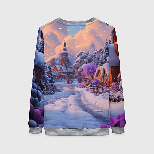 Женский свитшот Тропинка к новому году / 3D-Меланж – фото 2