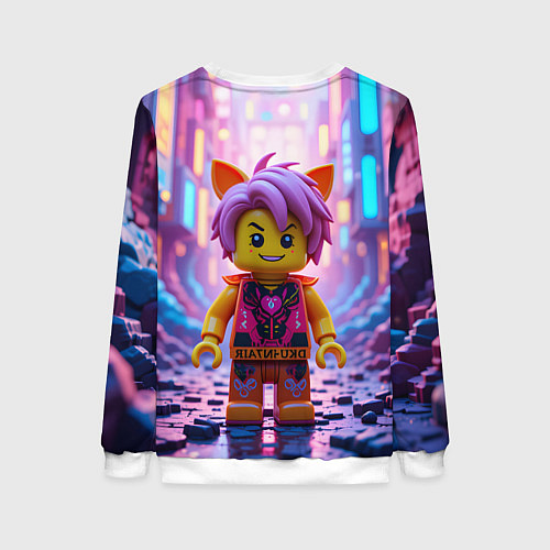 Женский свитшот Роблокс с фиолетовыми волосами / 3D-Белый – фото 2