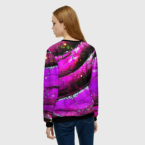 Женский свитшот Розовая волнистая абстракция / 3D-Черный – фото 4