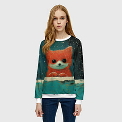 Свитшот женский Новогодняя рыжая лисичка, цвет: 3D-белый — фото 2
