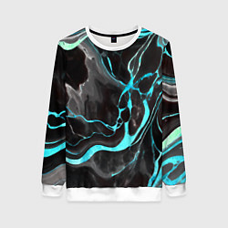 Женский свитшот Голубые флюиды на чёрном фоне