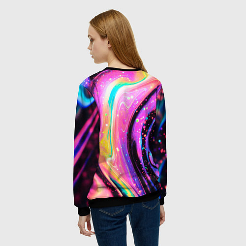 Женский свитшот Жидкая энергия космоса - нейросеть / 3D-Черный – фото 4
