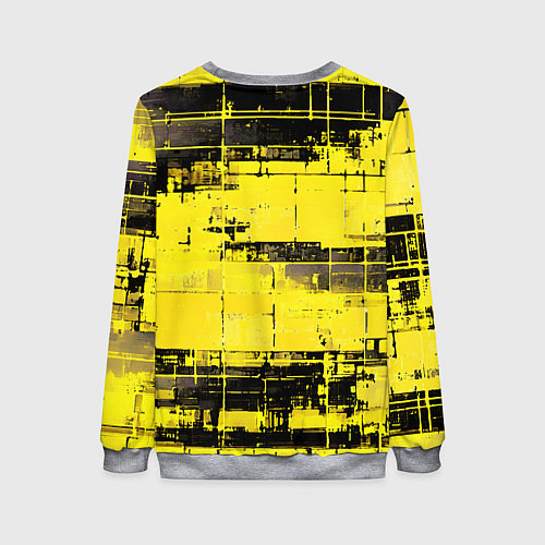 Женский свитшот Чёрно-жёлтый техно-паттерн / 3D-Меланж – фото 2