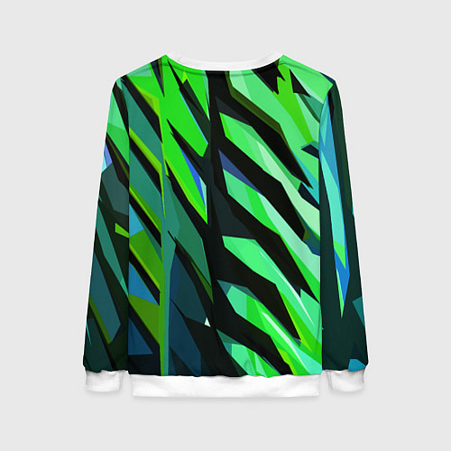 Женский свитшот Чёрно-зелёная абстракция / 3D-Белый – фото 2