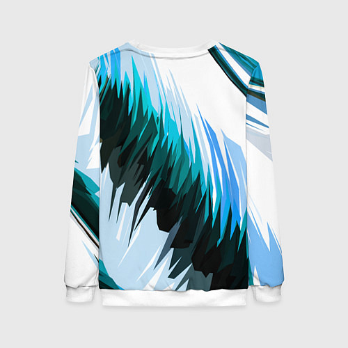 Женский свитшот Чёрно-синие острые полосы на белом фоне / 3D-Белый – фото 2